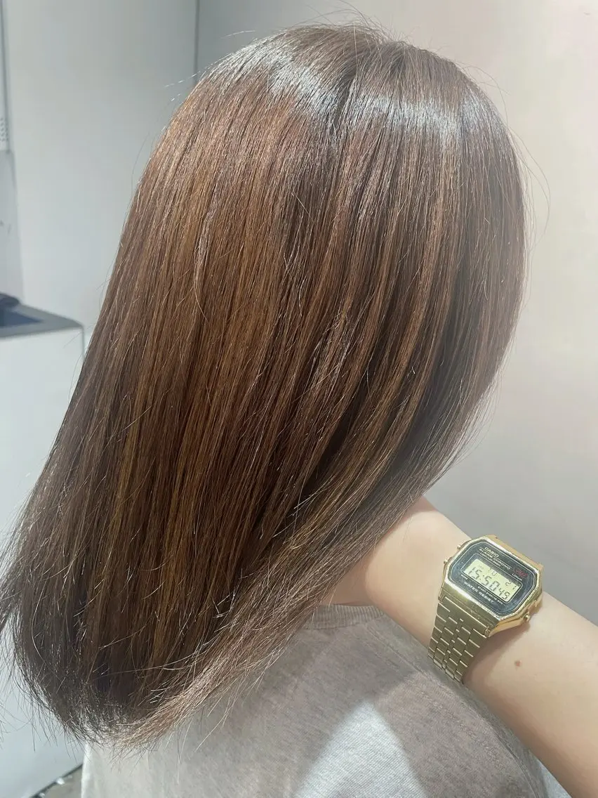 ミディアム カラー ベージュカラー オリーブベージュ カット ヘアカラー mitchy モデル様募集中♪のヘアスタイル