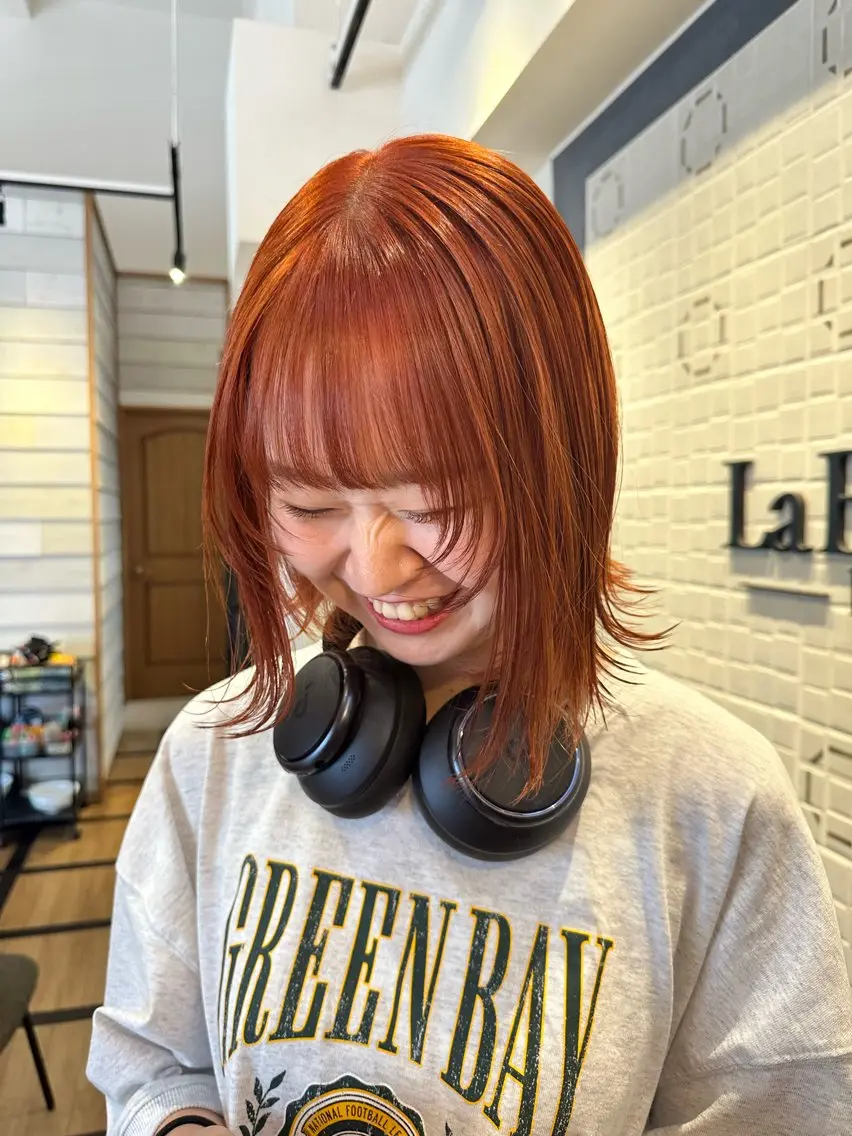 カラー オレンジ 中韓style 💄🤍愛子🇨🇳のヘアスタイル
