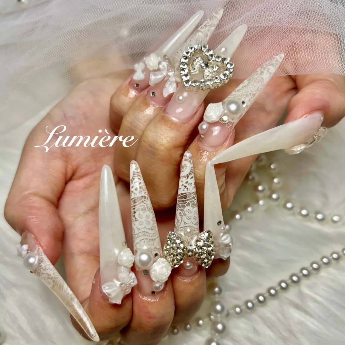 ネイル ロングネイル スーパーロングネイル ハンドネイル Lumière｜ ロング｜ワンホンのネイルデザイン