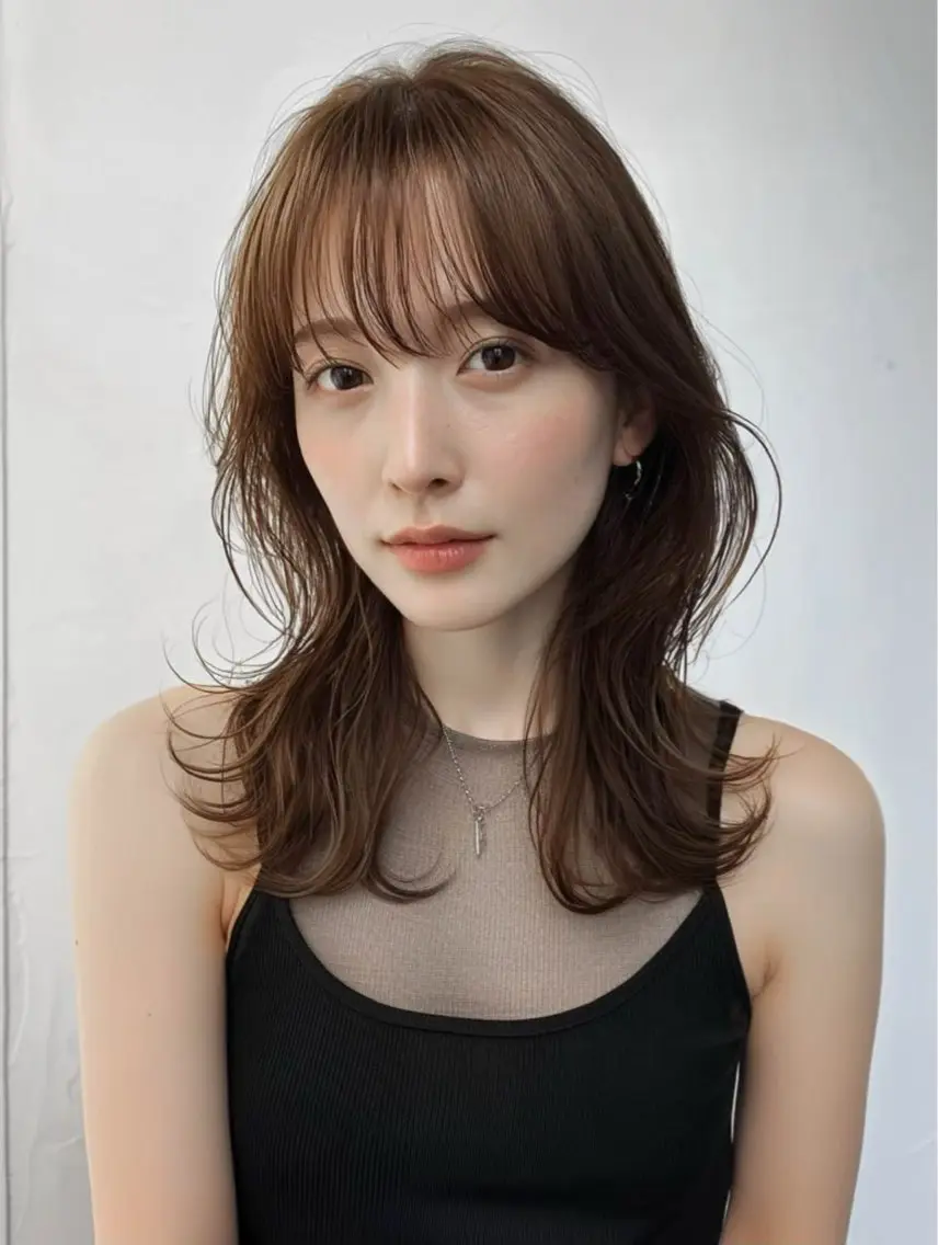ミディアム カラー カット ヘアカラー 🤎🧸 りなのヘアスタイル