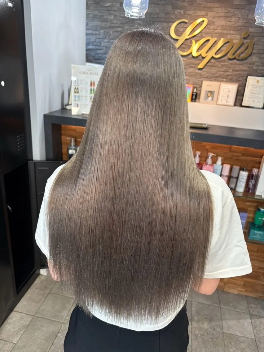 ロング カラー ブリーチ グレージュ エクステ ヘアカラー エクステ 横浜/あゆみ/ エクステ特化のヘアスタイル