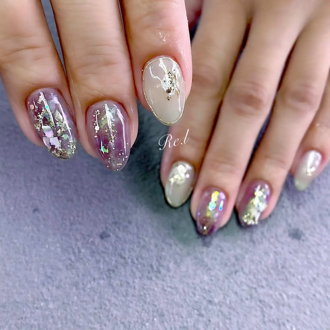 ネイル ニュアンスネイル パープル モチの良さ◉ フィルインネイル♡のネイルデザイン