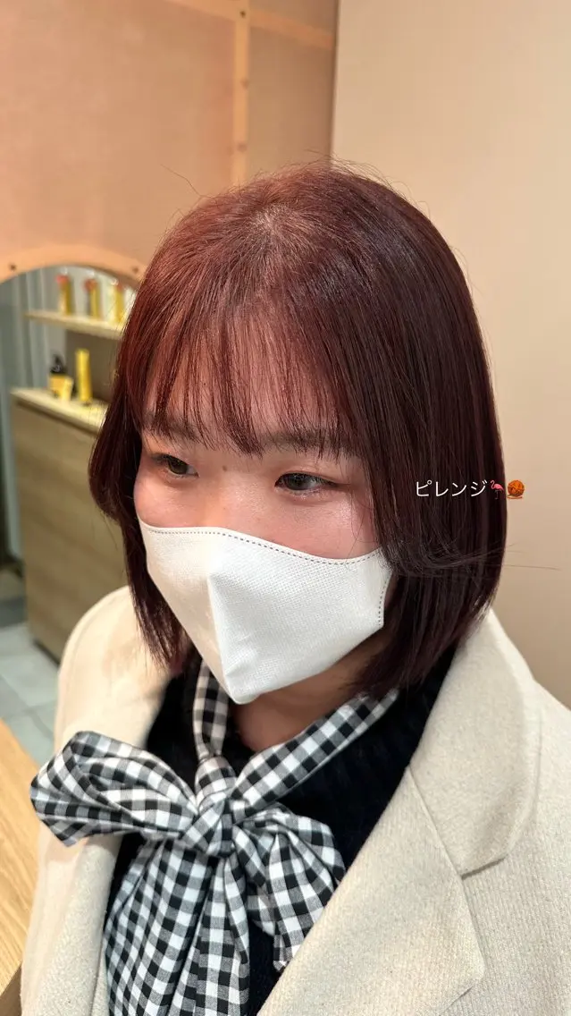 ショート カラー オレンジ ピンクカラー 垣内 奈緒のヘアスタイル