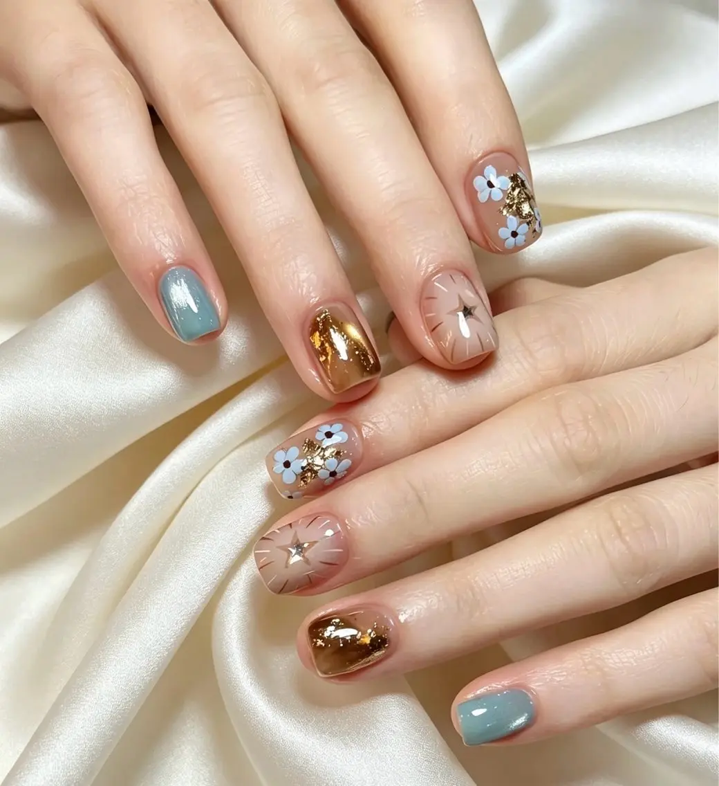 ネイル フレンチネイル ラメ(グリッター) ラメグラデーション マグネットネイル 持ち込み Unicorn Nail原宿表参道のネイルデザイン