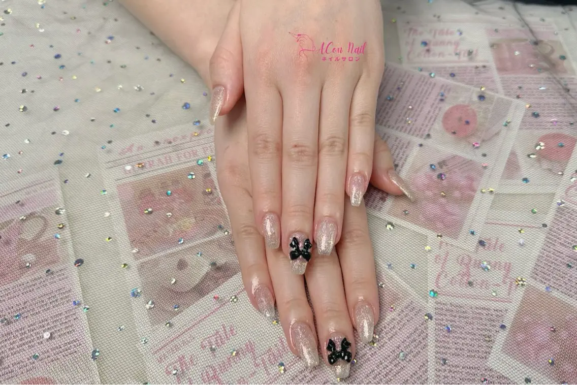 ネイル 桜ネイル 長さ出し フラワーネイル フレンチネイル ジェルネイル ハンドネイル ACon NailSalonのネイルデザイン