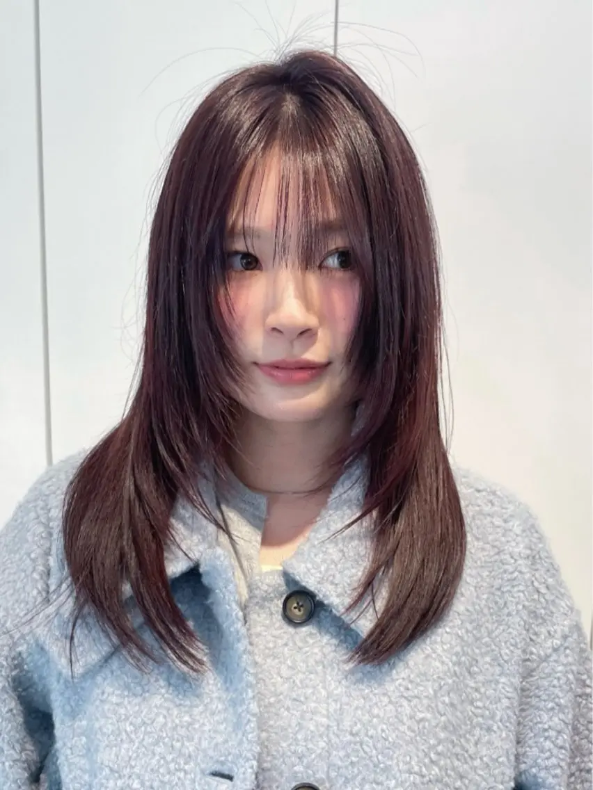 ミディアム カラー ブリーチ ラベンダーカラー ブリーチなしカラー レイヤー/ブリーチ ♥️【木坂 桃歌】のヘアスタイル