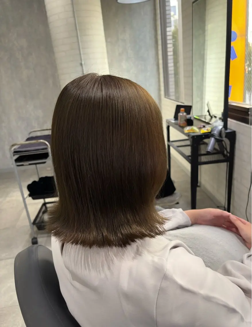 ミディアム カラー ヘアアレンジ カット ヘアカラー トリートメント kei🤎ベージュ /透明感カラー/博多のヘアスタイル