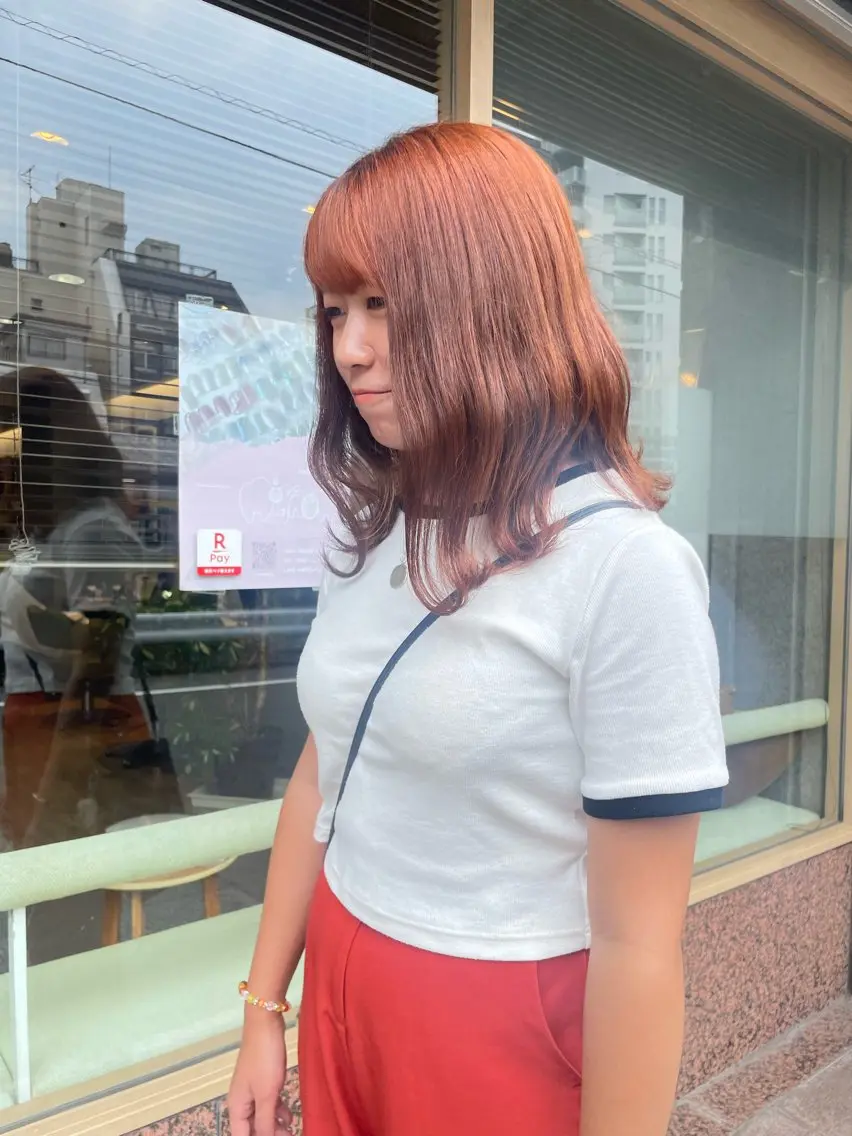 ミディアム カラー ブラウンカラー オレンジ オレンジブラウン 髪質改善/Bloss om🌷高橋沙衣のヘアスタイル
