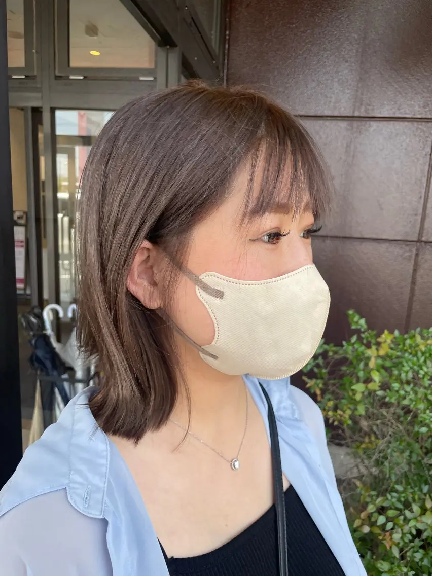 ミディアム カラー ベージュカラー ミルクティーベージュ 梨子🐣艶カラー🌈 ダメージレス💖のヘアスタイル
