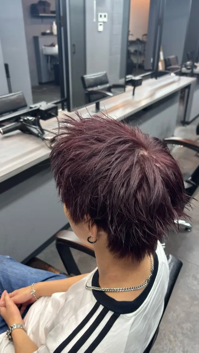 カラー ブリーチ ブリーチなしカラー レッドカラー ヘアカラー 内山 拓実のヘアスタイル