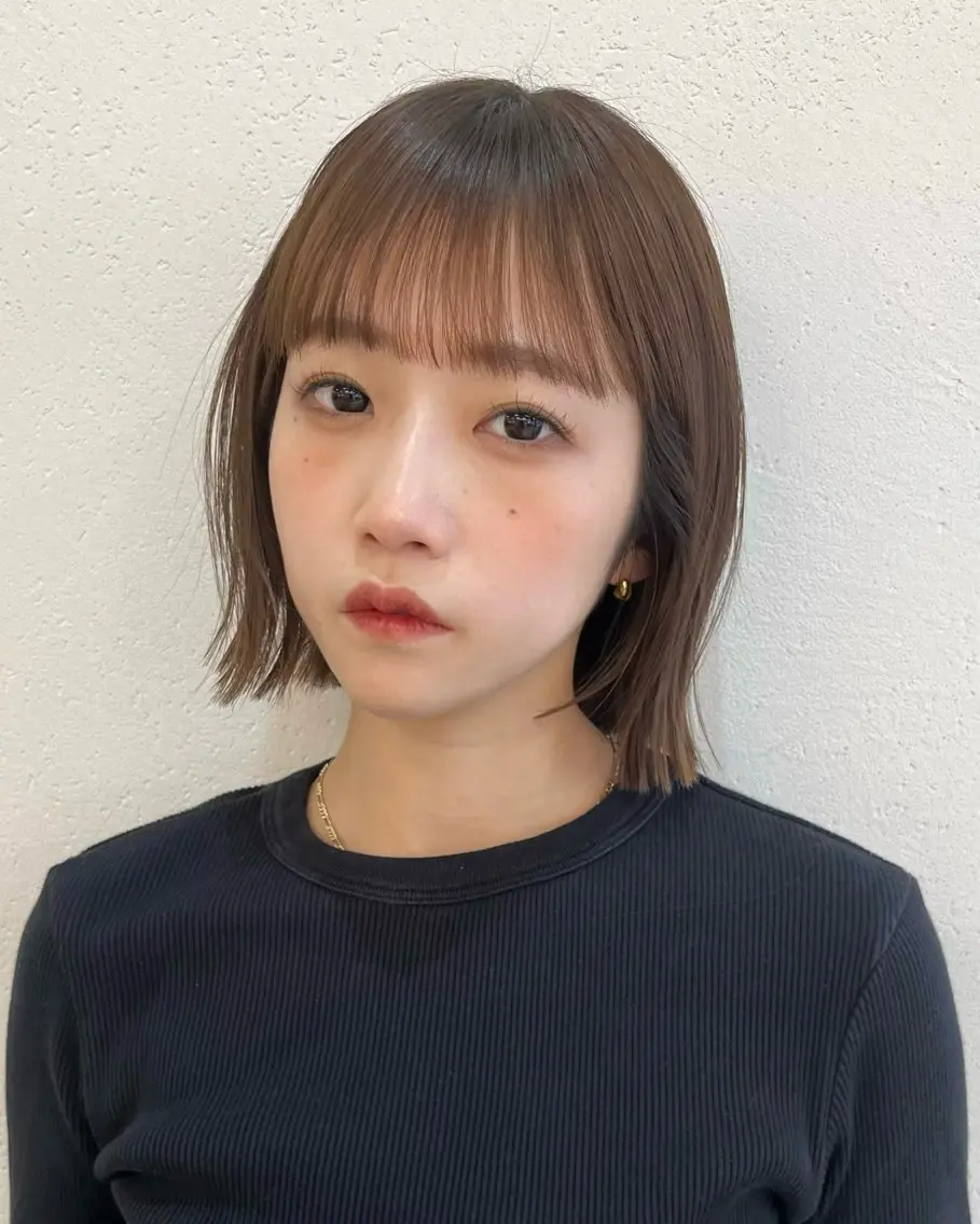 ショート 切りっぱなしボブ ショートボブ ボブ ショートヘア 縮毛矯正 福岡美容師 透明感カラーのヘアスタイル