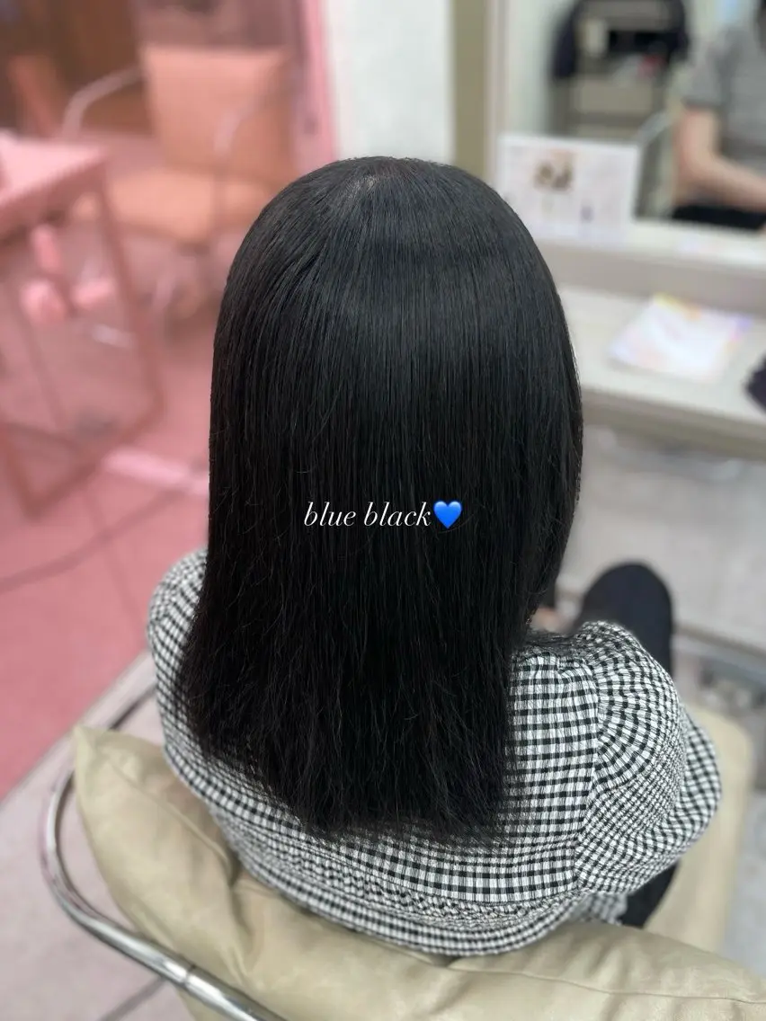 カラー 黒髪 ブルーカラー ブルーブラック 透明感カラー 髪質改善 ヘアカラー トリートメント COCO_ Minonのヘアスタイル