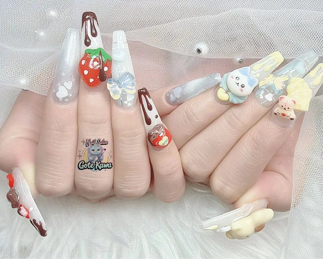 ネイル リボン バレンタイン Gote Kawa nail salonのネイルデザイン