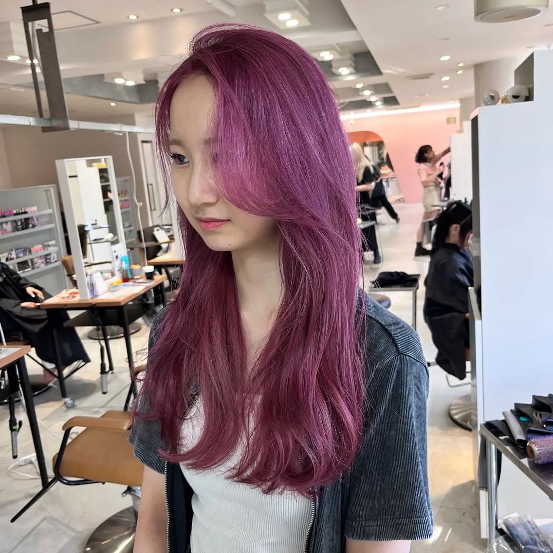ロング カラー ブリーチ ケアブリーチ ダブルカラー ハイライトカラー ハイトーンカラー カット ヘアカラー トリートメント nameless髪質 改善ブリーチ心斎橋のヘアスタイル