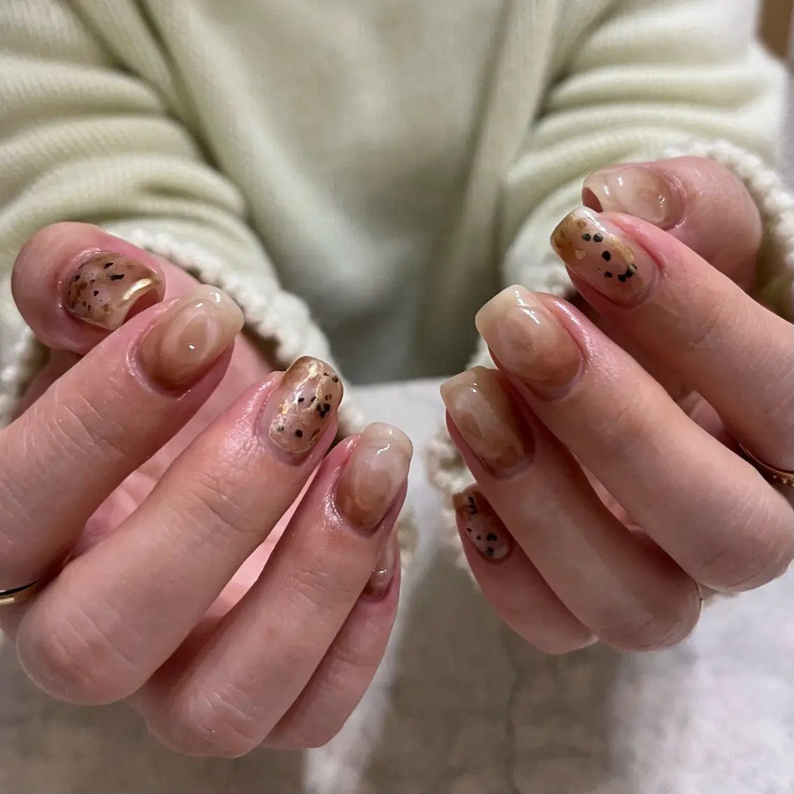 ネイル グリーン ハンドネイル vegh. nail/阿波座のネイルデザイン
