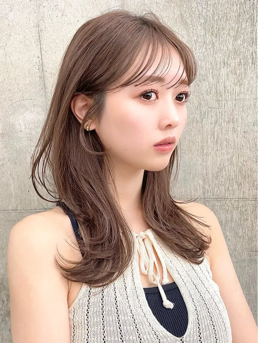 セミロング カラー ヘアアレンジ カット ヘアカラー トリートメント ヘッドスパ ヘアセット 【柔らか透明感✨/ 似合せ前髪】大石葉月のヘアスタイル