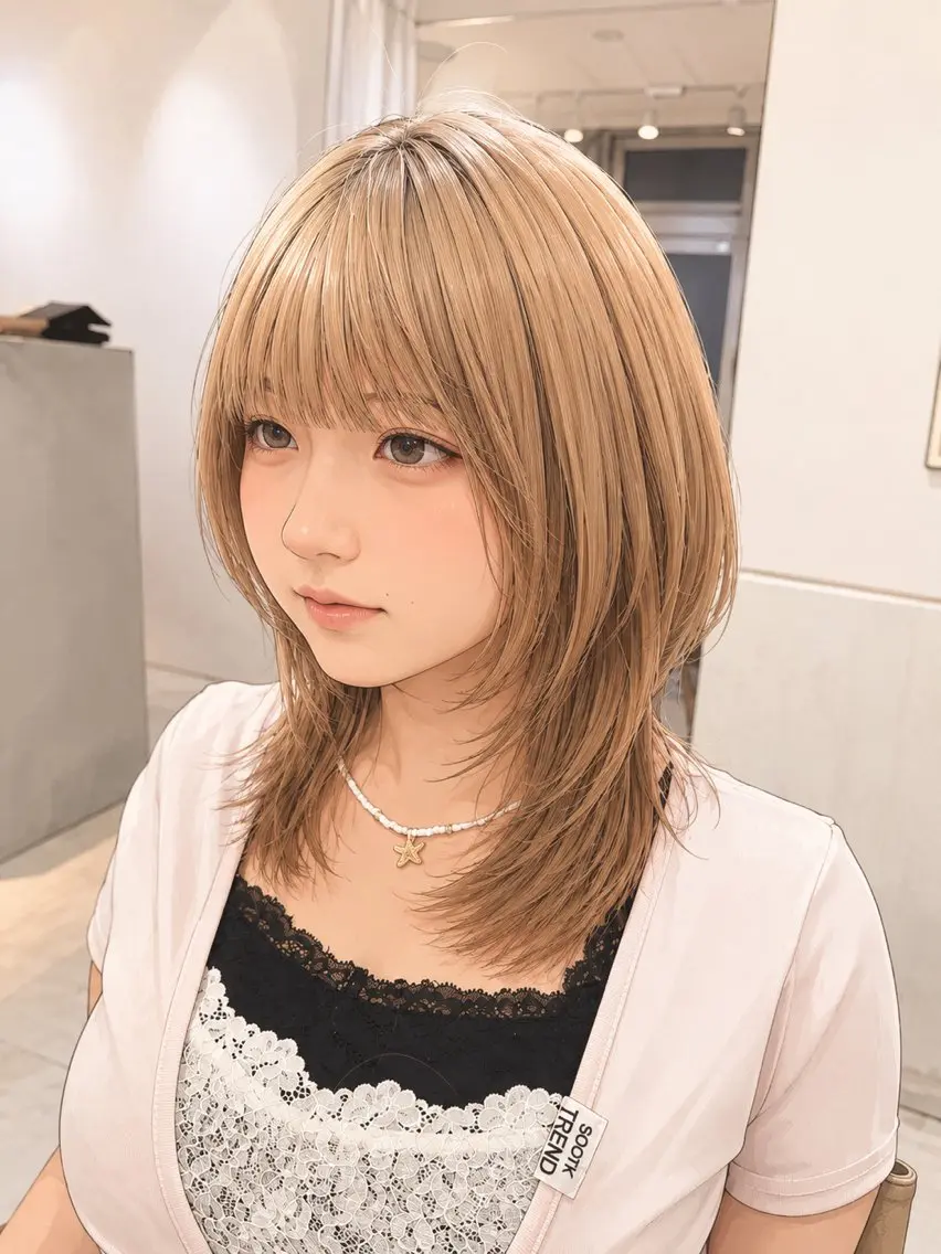ミディアム カラー ヘアカラー ✨当日予約OK✨ /透明感カラー/莉未のヘアスタイル