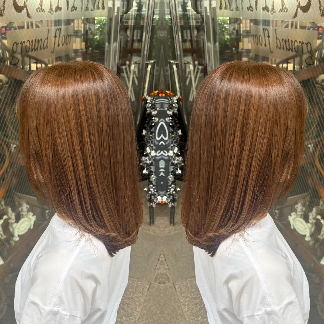 セミロング カラー ベージュカラー カット ヘアカラー トリートメント 💎ハイトーン/艶 カラー モエカ💎のヘアスタイル