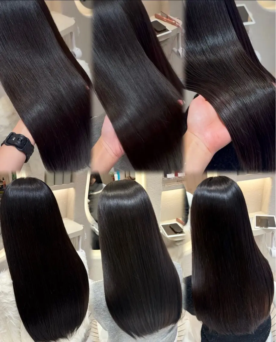 ロング カット ヘアカラー 縮毛矯正 トリートメント 上品♡韓国レイヤー ‎🤍のの‎🤍のヘアスタイル