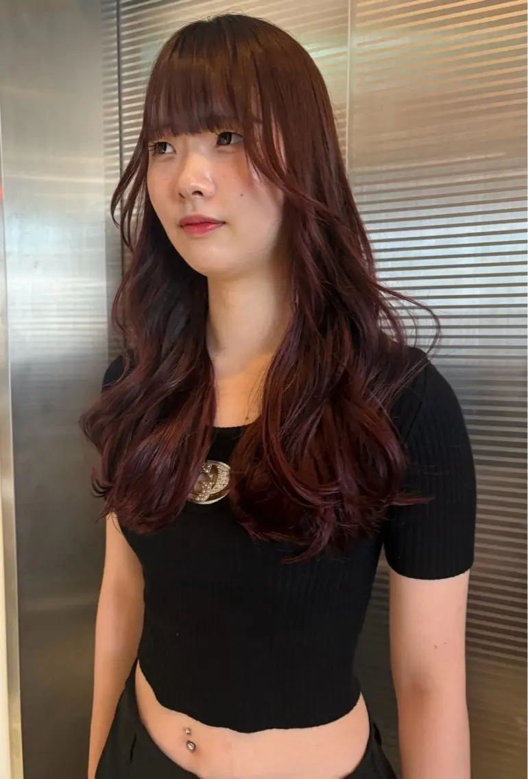 ロング カラー ヘアカラー 酸性ストレート /暖色カラー/ユイカのヘアスタイル