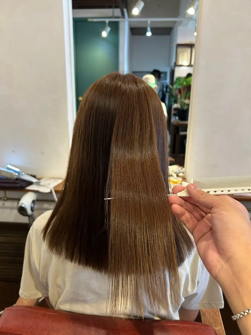 セミロング パーマ セミロングパーマ 髪質改善 ストレートパーマ HASIMOTO jijibyMOPSのヘアスタイル