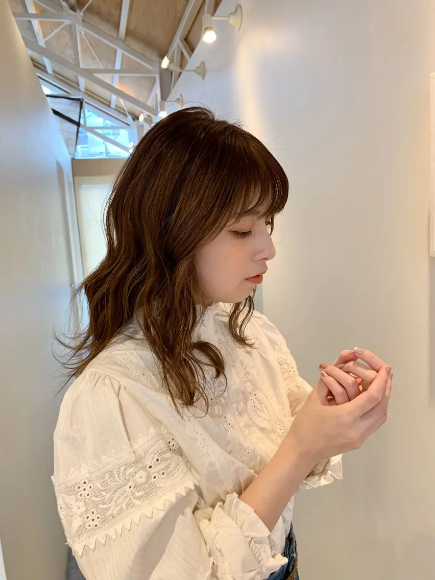 セミロング カラー ハイライトカラー ハイライト 中尾 文哉のヘアスタイル
