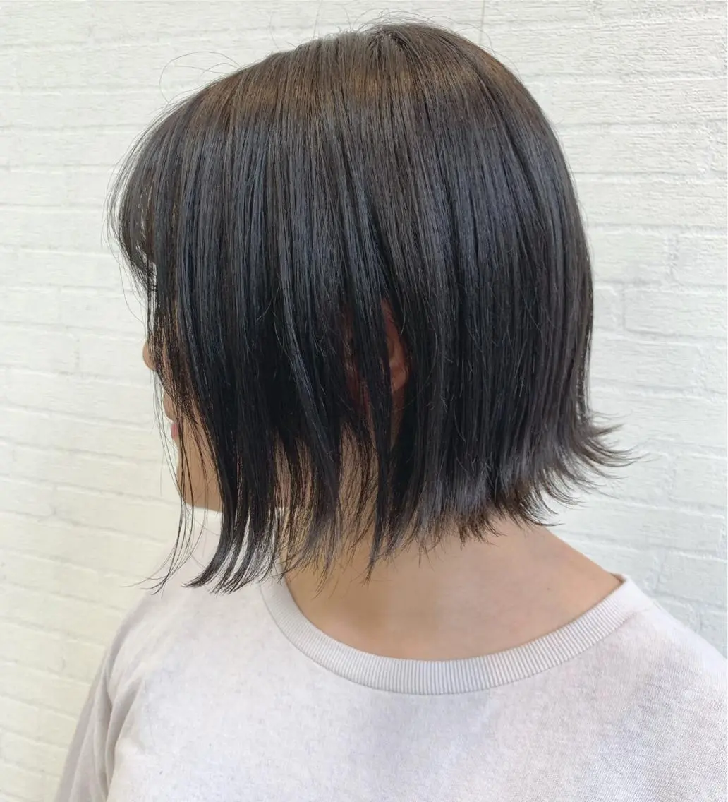 ショート カラー 切りっぱなしボブ ショートボブ ハンサムショート 黒髪 ボブ カット ヘアカラー トリートメント 初めてのショート お任せください✂️のヘアスタイル