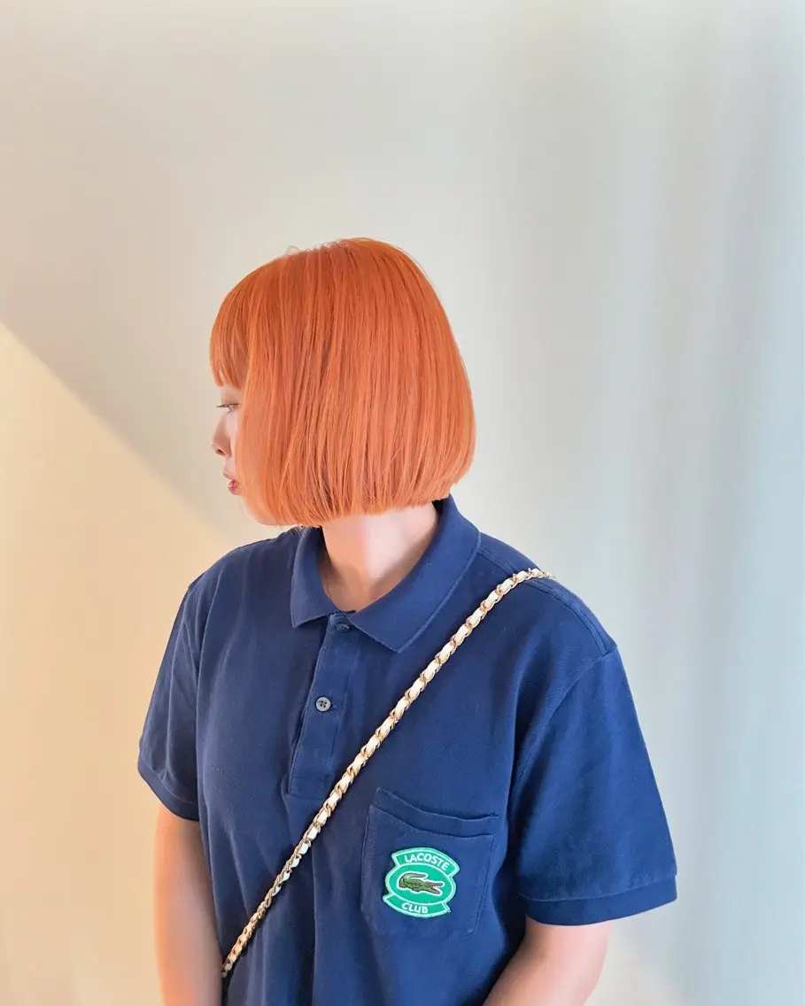 ショート カラー ブリーチ ダブルカラー オレンジ ボブ ニュアンスカラー🫧 加納のヘアスタイル