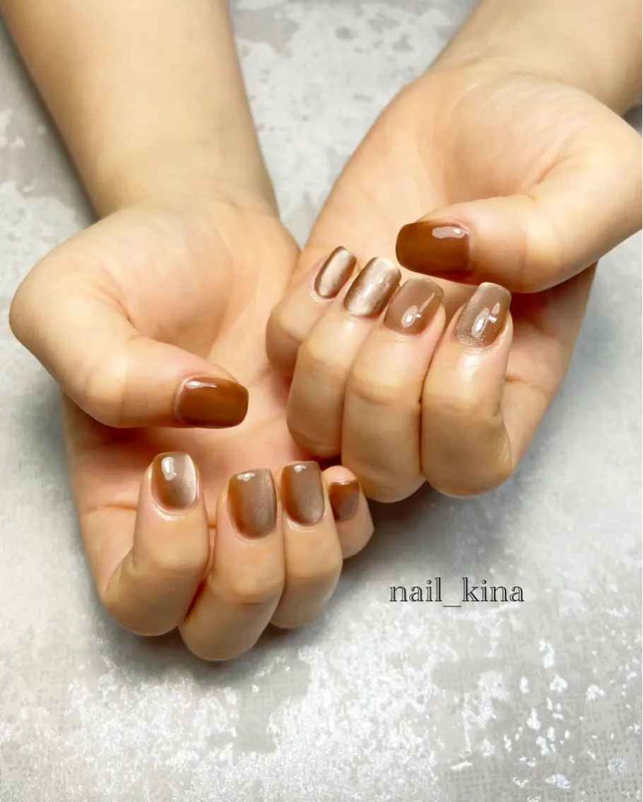 ネイル マグネットネイル マグネットワンカラー ワンカラーネイル nail_ kinaのネイルデザイン