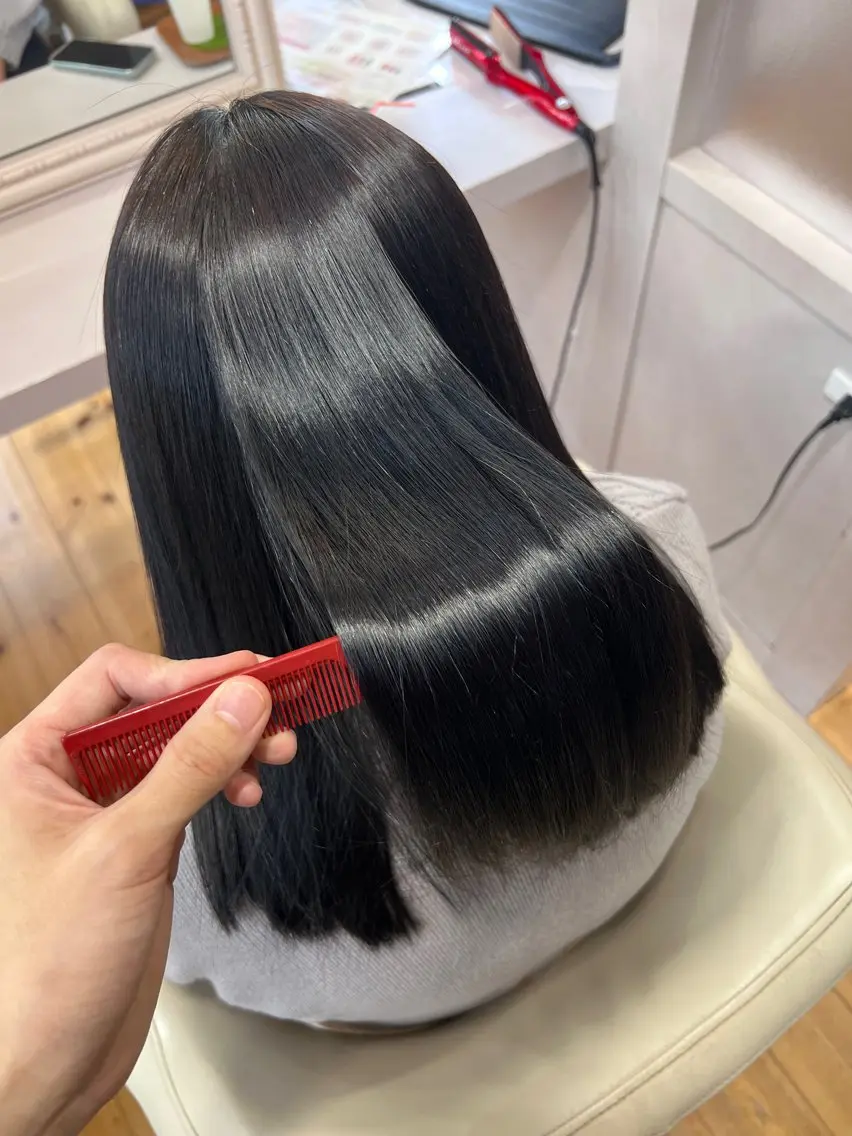 セミロング カット 縮毛矯正 トリートメント 佐藤 翔空【艶 カラー/縮毛矯正】のヘアスタイル
