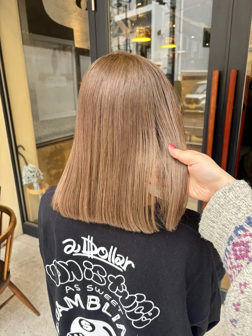 ミディアム カラー ベージュカラー ヘーゼル ヘアカラー Rinka  ︎︎のヘアスタイル