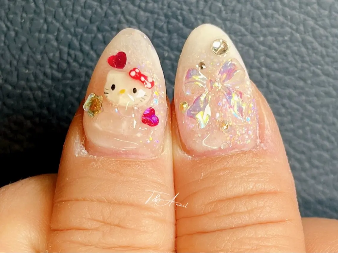 ネイル 長さ出し ジェルネイル キラキラネイル スカルプネイル T&A nailのネイルデザイン