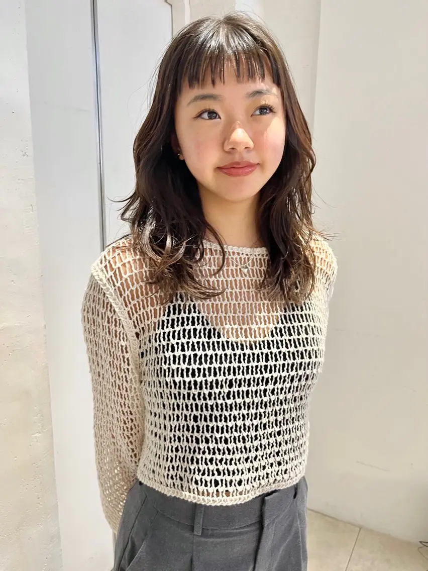 ミディアム レイヤーカット 顔周りカット/透明感 カラー✂️MEIのヘアスタイル