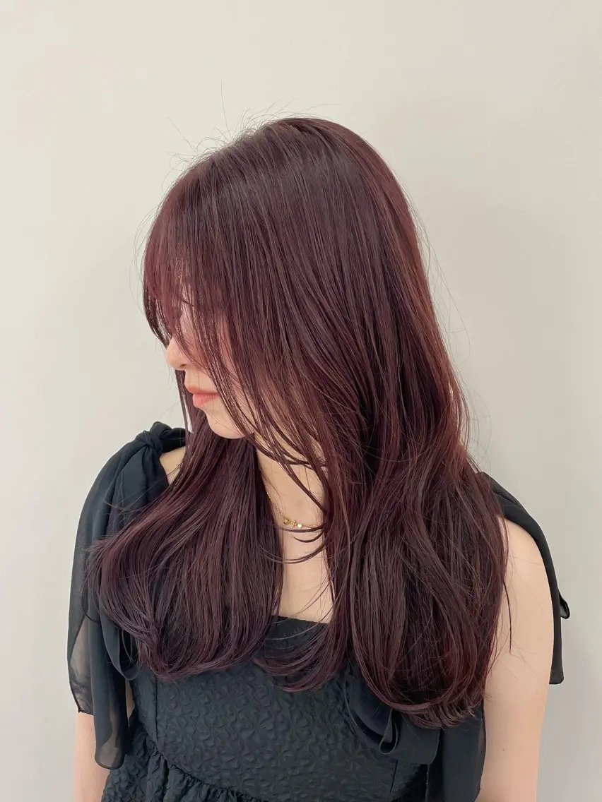 セミロング カラー ピンクカラー レイヤーカット カット ヘアカラー トリートメント スズキ シオリのヘアスタイル