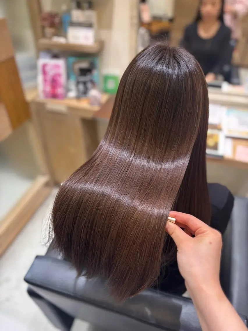 ロング カット ヘアカラー トリートメント ヘッドスパ 透明感ツヤカラー/ 縮毛矯正/静岡のヘアスタイル