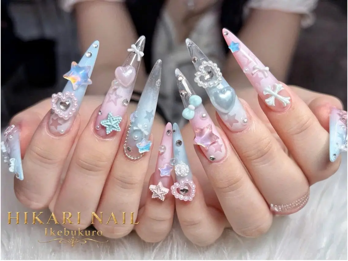 ネイル チークネイル 長さ出し フレンチネイル ガーリー ハロウィン ハンドネイル HikariNail Ikebukuroのネイルデザイン