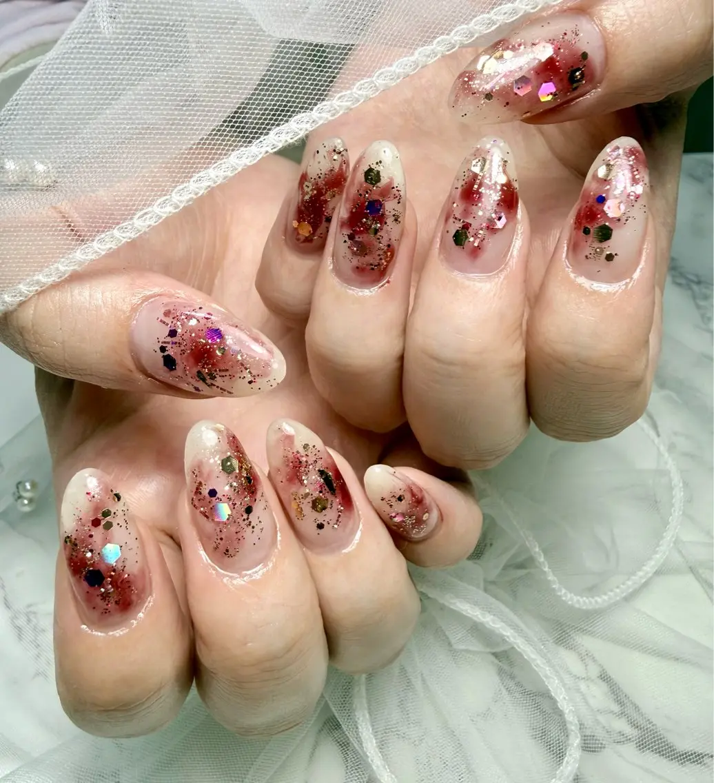 ネイル アートネイル チークネイル フラッシュネイル フラッシュマグ フレンチネイル Mai’s nailのネイルデザイン