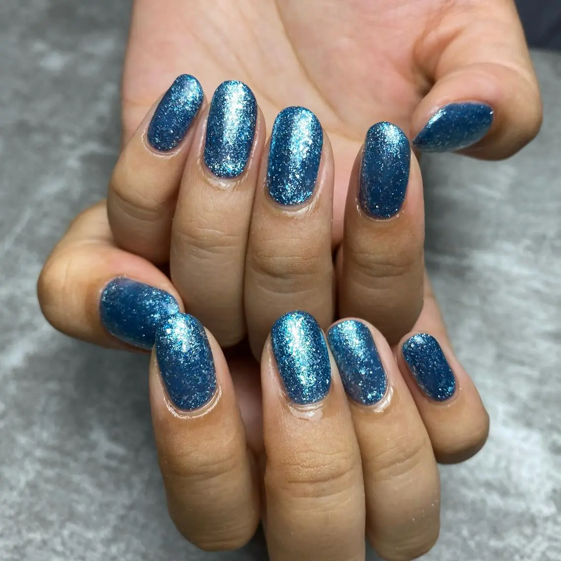 ネイル ブルー ラメ(グリッター) ワンカラーネイル ハンドネイル yuki nail...のネイルデザイン