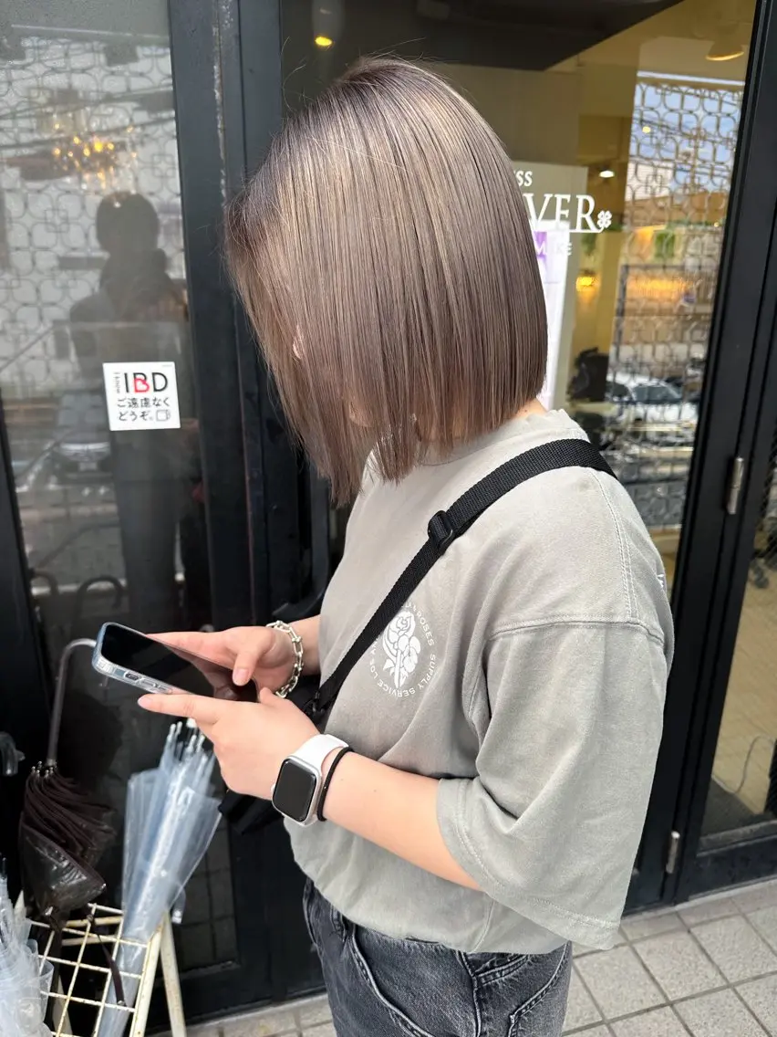 ミディアム カラー カット ヘアカラー トリートメント SAKURA✨ ショート/ボブのヘアスタイル
