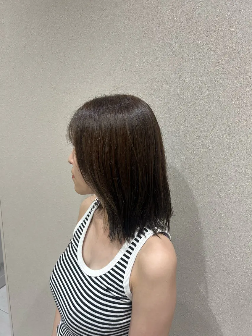 ミディアム カラー カット ヘアカラー 暖色カラー/ブリーチ /ボブ/本間陽南のヘアスタイル