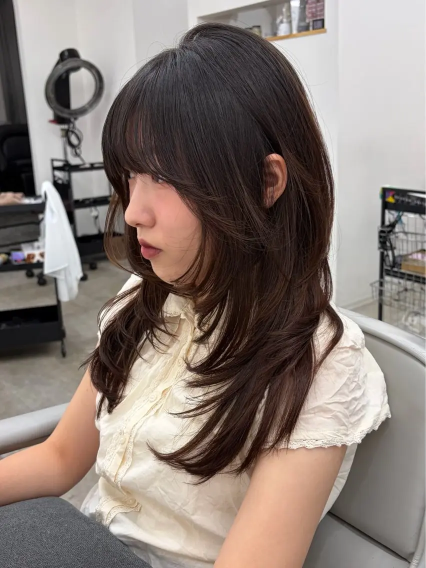 セミロング カット トリートメント ベージュ⟡˖レイヤー ˖ ࣪⊹あずきのヘアスタイル