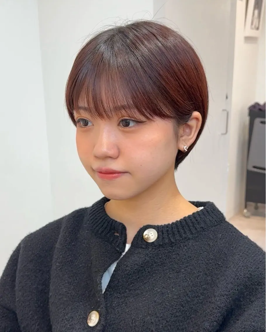 ショート カラー ショートボブ 丸みショート ボブ 似合わせカット ショートヘア カット ヘアカラー トリートメント ショート/ボブ/縮毛 原宿🪷Akinaのヘアスタイル