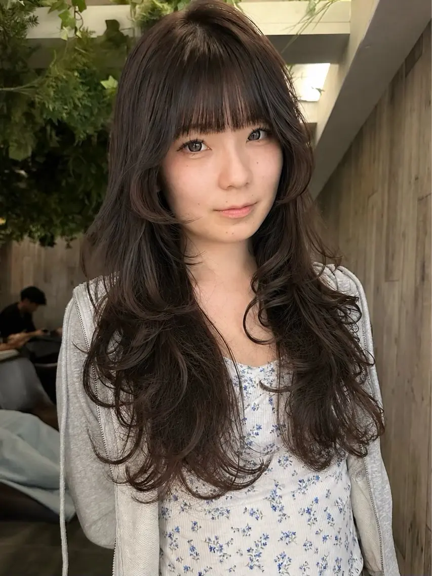 ロング カット ヘアカラー 艶カラー/フェイス レイヤー/たむのヘアスタイル