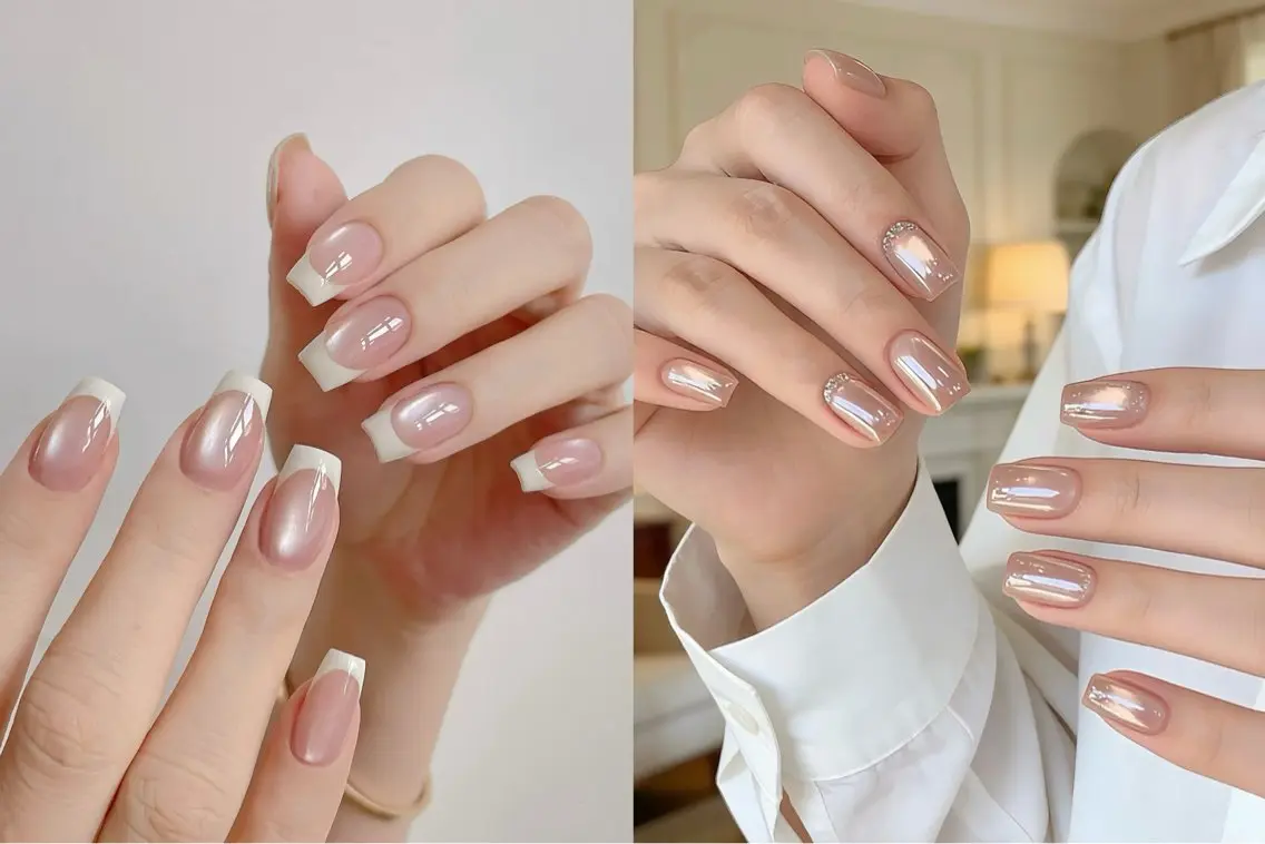 ネイル オーロラネイル フレンチネイル マグネットネイル 持ち込み ハンドネイル Joliesse nail salonのネイルデザイン