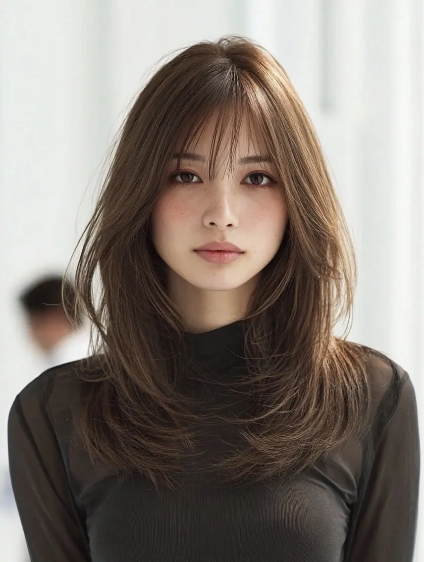 ロング 縮毛矯正 絶対綺麗な暖色カラー 🎯あります✨増渕✨のヘアスタイル