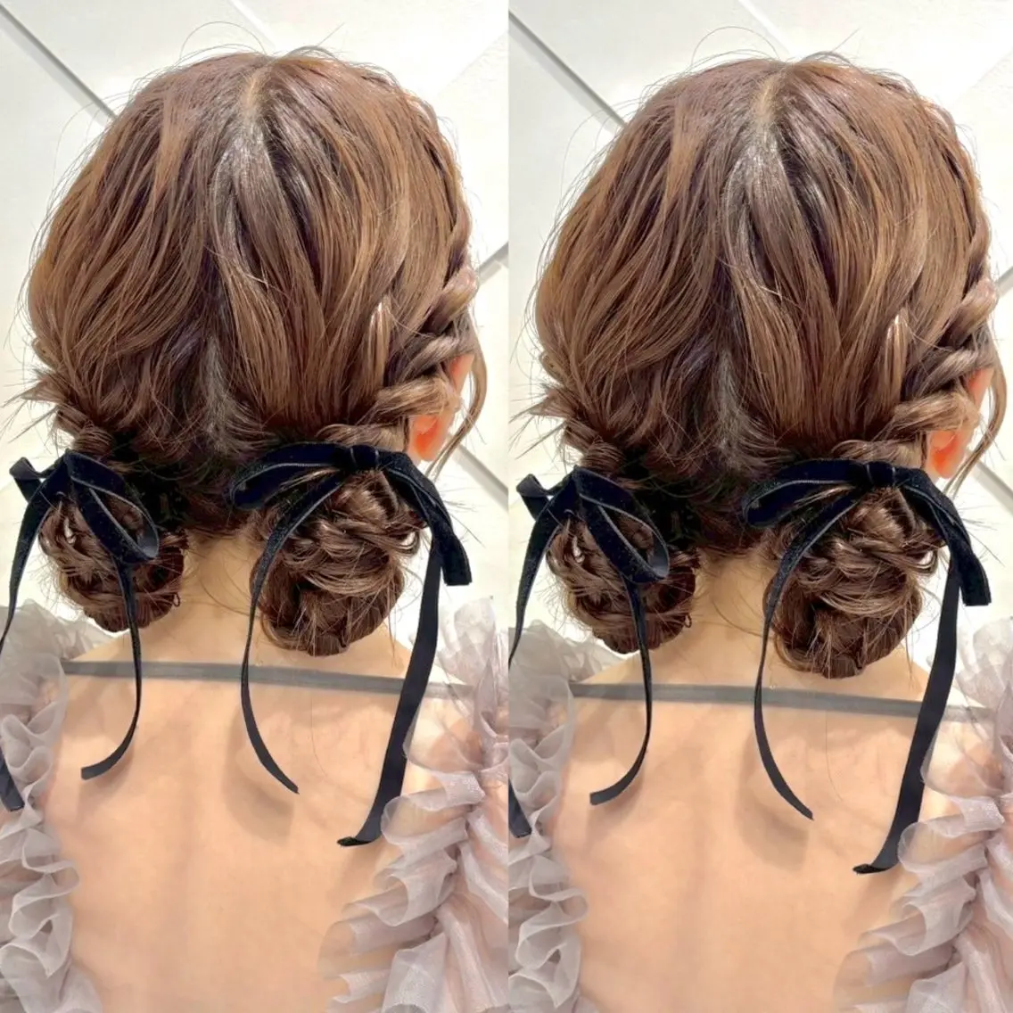 セミロング ヘアアレンジ ヘアセット ヘアメ🎀ハイトーン 🩵エクステ🪄しほのヘアスタイル