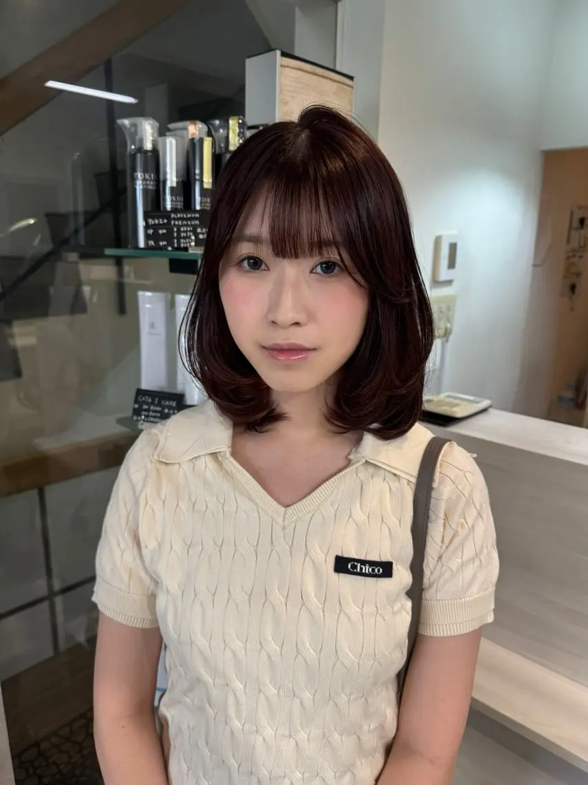 ミディアム カット Rena/韓国 /ワンホンヘアのヘアスタイル