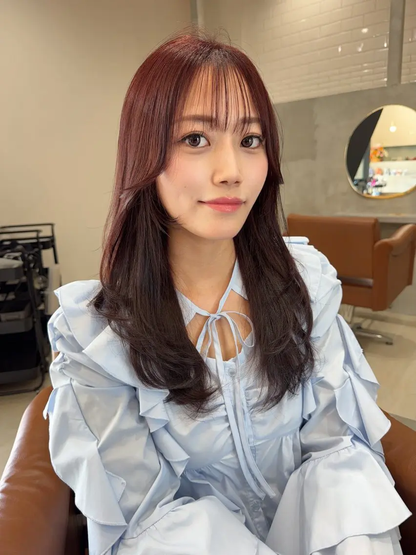 ロング ピンクブラウン 髪質改善 トリートメント ヘアカラー トリートメント koudai dopelitのヘアスタイル