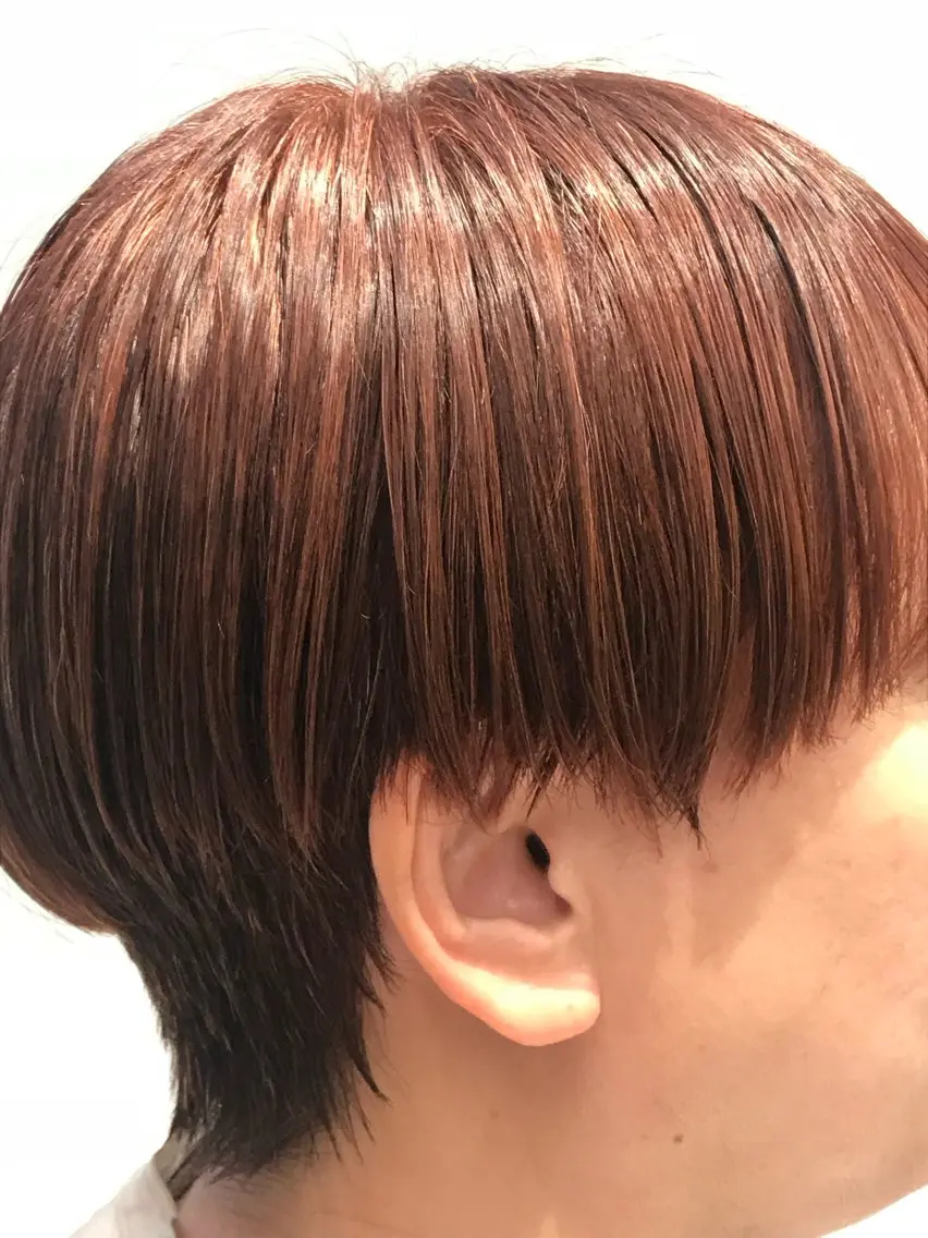 カラー ブリーチ ブリーチなしカラー オレンジ ヘアカラー hina KEEDAのヘアスタイル