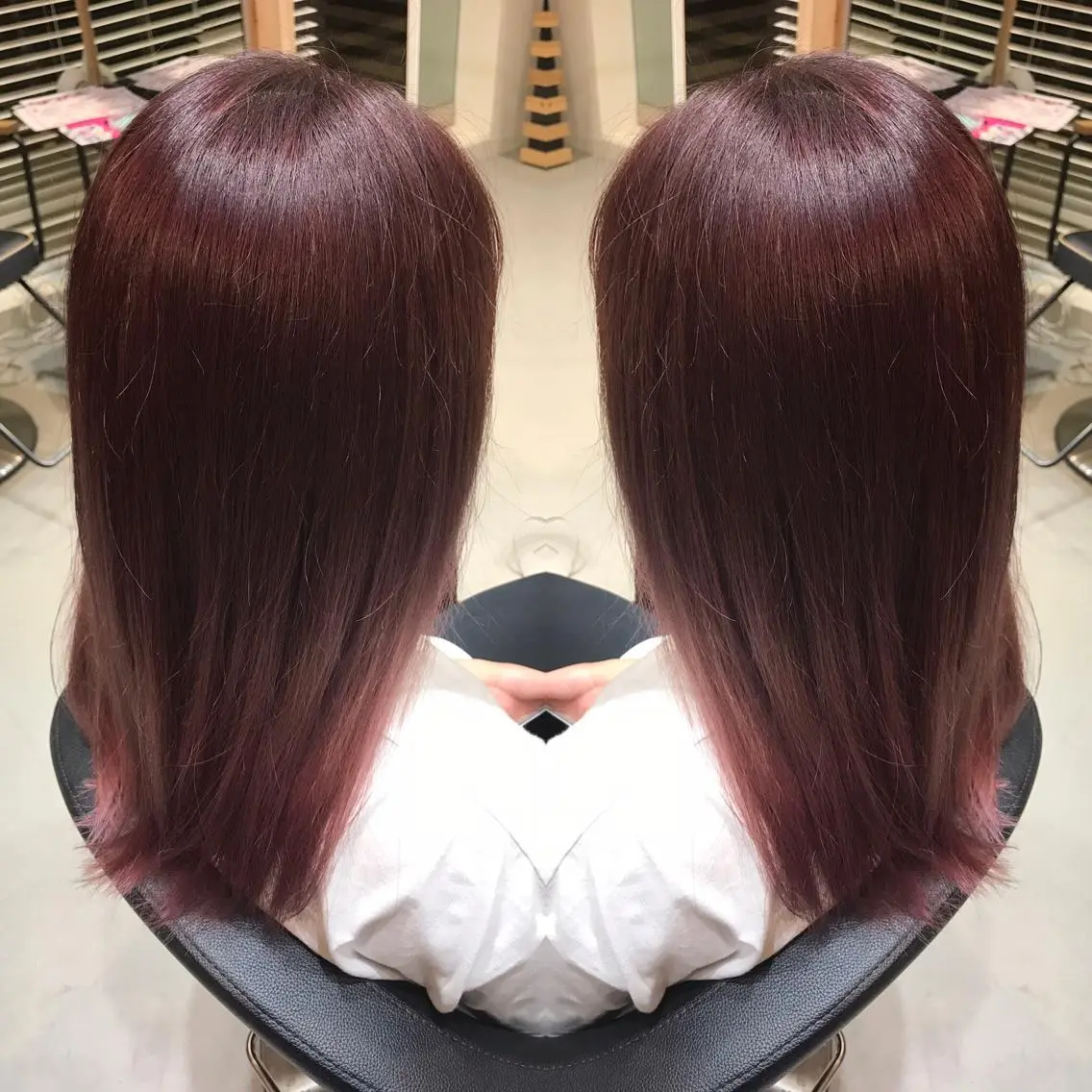 セミロング カラー ピンクカラー シアーピンク ヘアカラー 大久保 隆蔵のヘアスタイル
